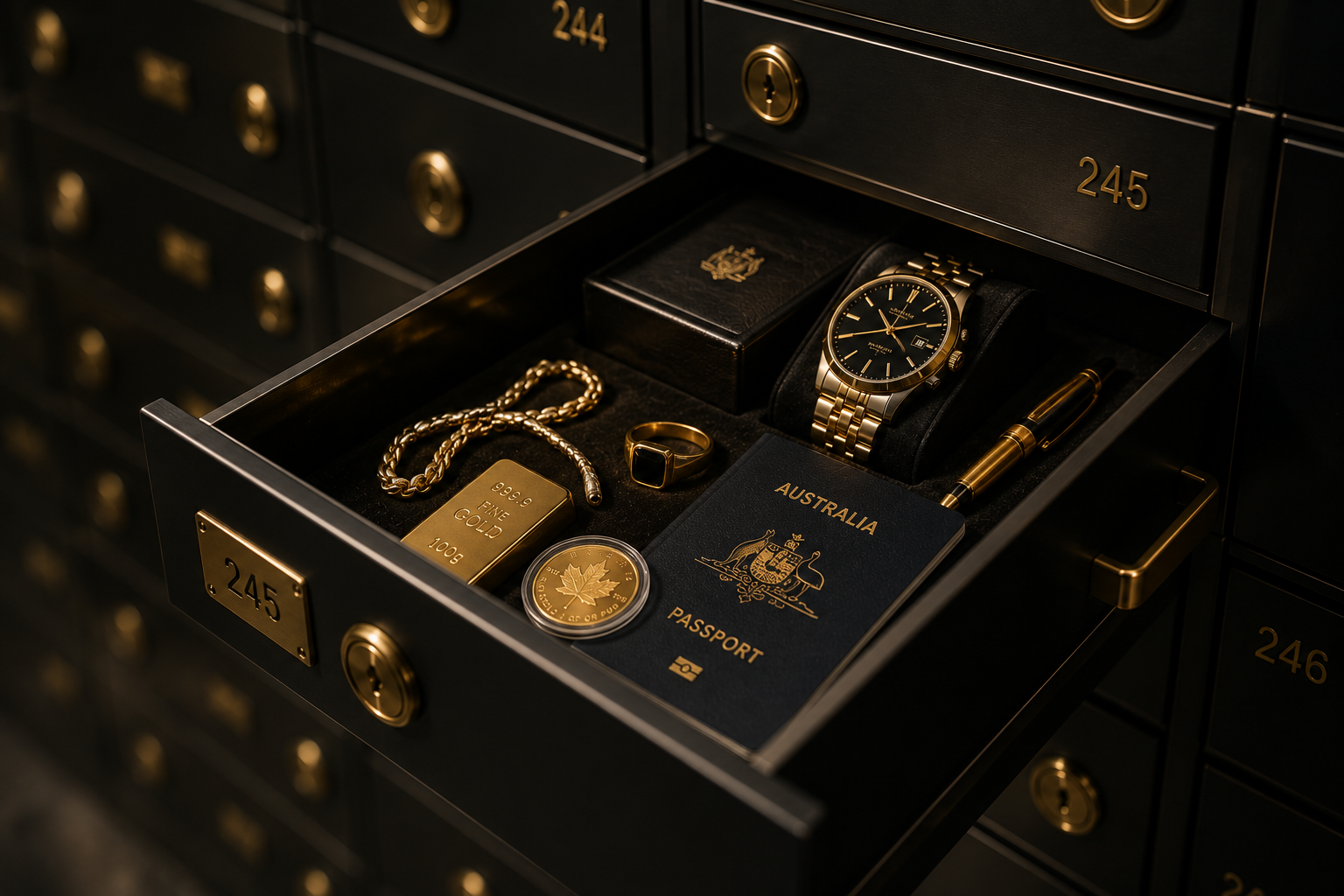 Safe deposit drawer with key